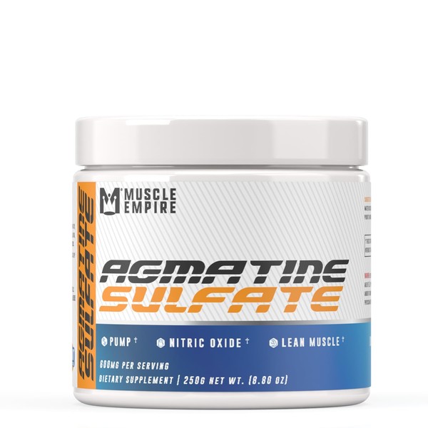 Muscle Empire Agmatine Sulfate Powder - Enhanced Nitric Oxide Production & Lean Muscle Growth Support - 250 Grams