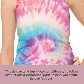 Fashion Angels Tie Dye Kit - Neon Tie Dye Tank Top Kit, Non Toxic Dyes, Complete Set with Tank Top, Non-Toxic Dyes, Gloves, Elastic Bands, and Storage Bin, Just Add Water, Includes Inspiration Guide