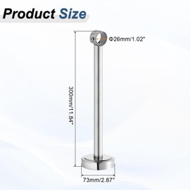 uxcell 2Set Ceiling Mount Bracket Fit 1.02inch Pipe, Stainless Steel Curtain Rod Holder Closet Rod Holders for Wardrobe Bathroom Curtain Pipe, 11.81inch Length