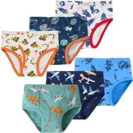 Naivete Boys Dinosaur Underwear Little Kids Excavator Briefs Childrens Cotton Breathable Rocket Panties Toddler Comfort 6 Pack Undies Size 3T