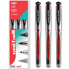 uni-ball Gel Impact Broad - UM-153S Rollerball Pens - 1.0mm Nib Tip - In Gift Box (Pack of 3, Red)