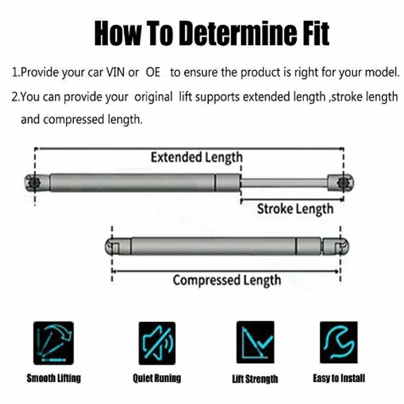 AONNOUS Pair 340mm 90Newtons Side Window Gas Struts for EGR