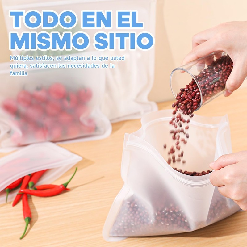 bolsas de silicona reutilizables 10,bolsas para congelar alimentos 10 Bolsas