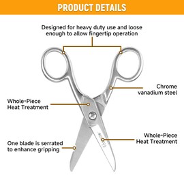 Hoteche 2-in-1 Kevlar Scissors, 5.5" High Carbon Steel Electricians Scissors for Fiber Optic Cable Cutting, Heavy-Duty Precision Cutter for Aramid, Composite & Industrial Materials
