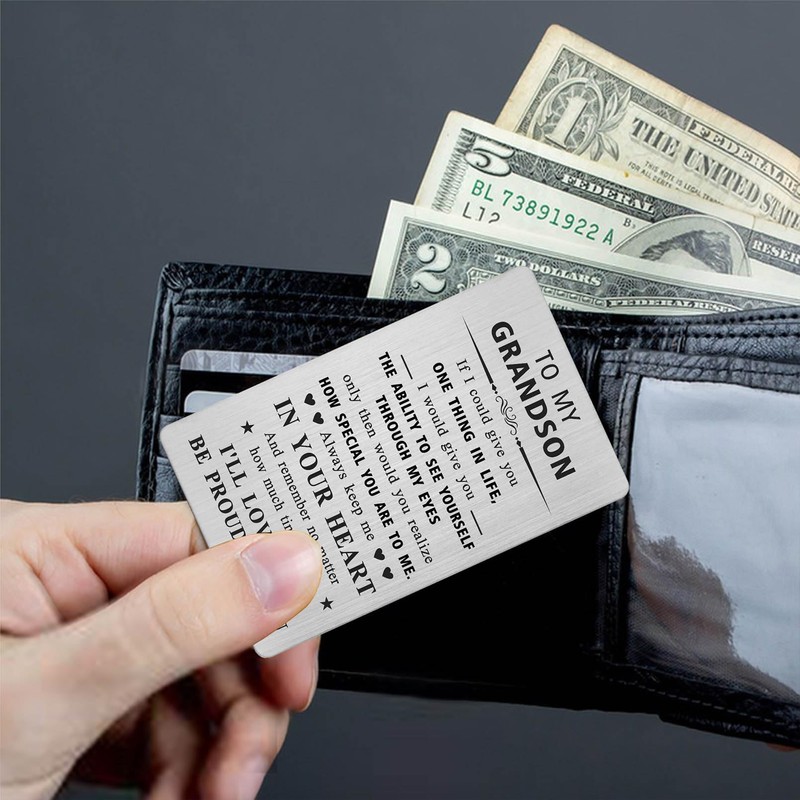 Gezxin Grandson Insert Card- Christmas Xmas Card Gifts for Grandson