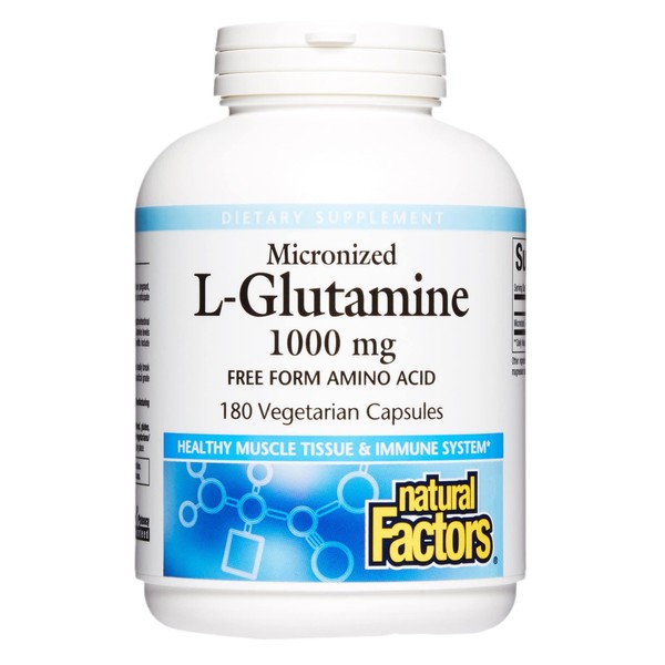 Natural Factors Natural Factors, Micronized L-Glutamine 1000 mg, Supports Muscles
