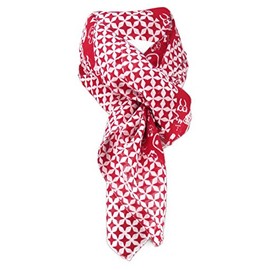 TigerTie Neckerchief Red Grey with Many Small Motifs and Stars – Size 100 x 100 cm, Red Grey