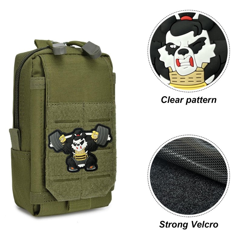 Patches for Backpacks, Barbell Fitness Panda PVC Patches Embroidered Tactical