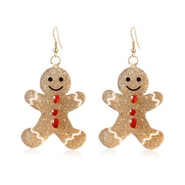 GBAHFY Christmas Gingerbread Man Charm Dangle Drop Earrings Glitter Christmas Earrings for Women Fun Fashion Jewelry Holiday Gift Xmas Party Favors Decor Accessories (Gingerbread Man Earring)