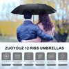 ZUOYOUZ Folding Travel Umbrella Windproof Strong,Upgrades 12 Ribs(3+2Ribs) Auto Open/Close