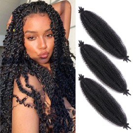 24 Inch Pre-Separated Springy Afro Twist Hair 3 Packs IXIMII Pre-Fluffed Marley Braiding Hair Soft Natural Black Crochet Passion Twist 1B Synthetic Hair Extensions for Distressed Faux Locs,Spring Twists