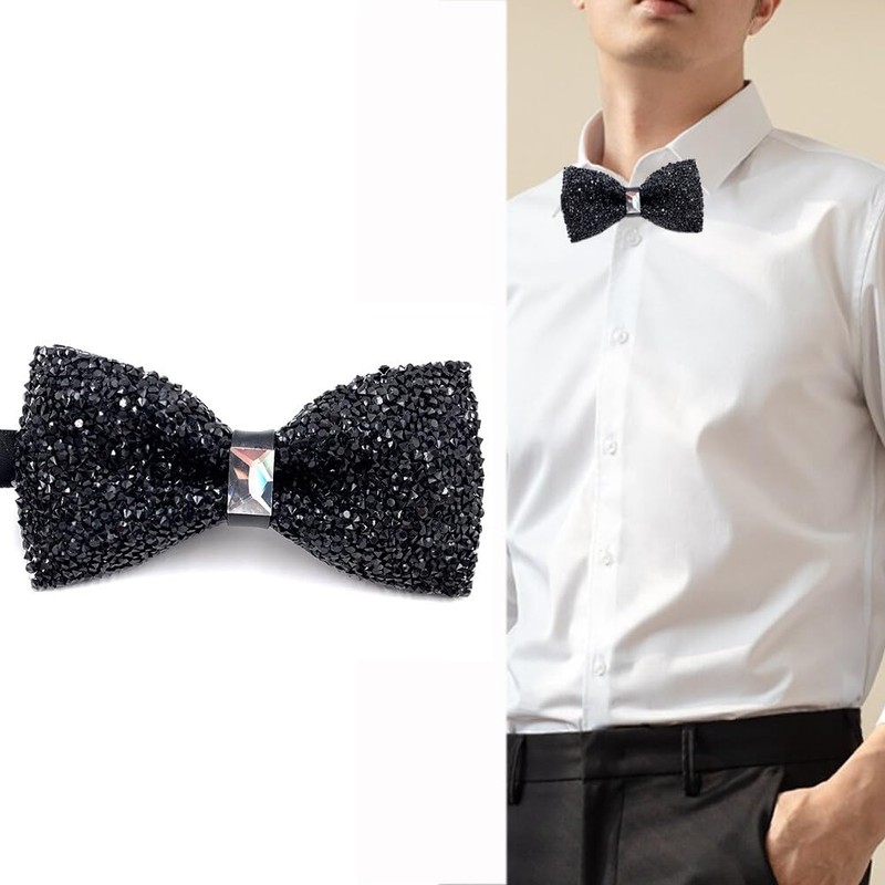 Rhinestone Bow Ties for Men Pre-Tied Bow Tie Banquet Bow
