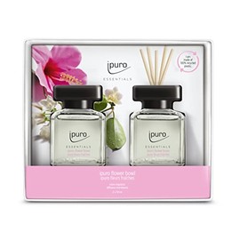 ipuro - Essentials Raumduft FLOWER BOWL 2x50ml | Raumerfrischer mit Blumenduft, Mandarine, Bergamotte, Jasmin, Veilchen & Zedernholz Duft Aroma | Diffuser mit Stäbchen | Lufterfrischer für die Wohnung