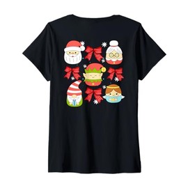Womens Santa Claus Granny Claus Gnome Elf Christmas Top ART ON BACK V-Neck T-Shirt