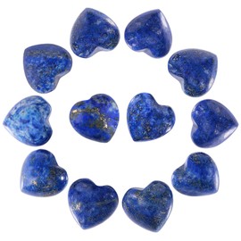 Nupuyai Nupuyai 12pcs Lapis Lazuli Crystal Heart Love Palm Worry Stone for Chakra Healing, Carved Stone for Home Decoration 1.5cm