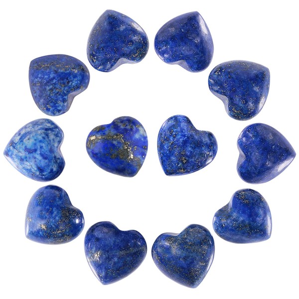 Nupuyai Nupuyai 12pcs Lapis Lazuli Crystal Heart Love Palm Worry