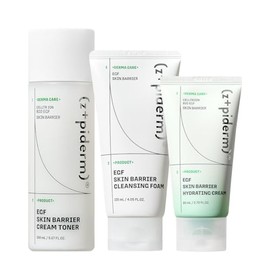 Zipiderm EGF Skin Barrier - Juego de rutina de hidratación de 3 pasos – Espuma de limpieza profunda + tóner en crema + crema hidratante de gel hidratante, limpieza suave coreana, dúo hidratante para