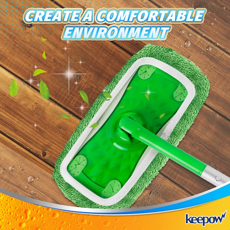 KEEPOW Reusable Wet Pads Refills Compatible with Swiffer Sweeper Mop,