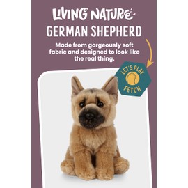 Living Nature German Shepherd Stuffed Animal | Fluffy Dog Animal | Soft Toy for Kids | 8 inches