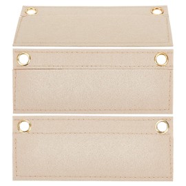 CREATCABIN 6Pcs Purse Felt Insert Organizer Mini Wool Multipurpose Handbag Insert Liner Tote Bag Organizer with Eyelet Inner Pocket Storage for Envelope Handbag Cosmetic Bag 6.7x2.75 Inch(Beige)