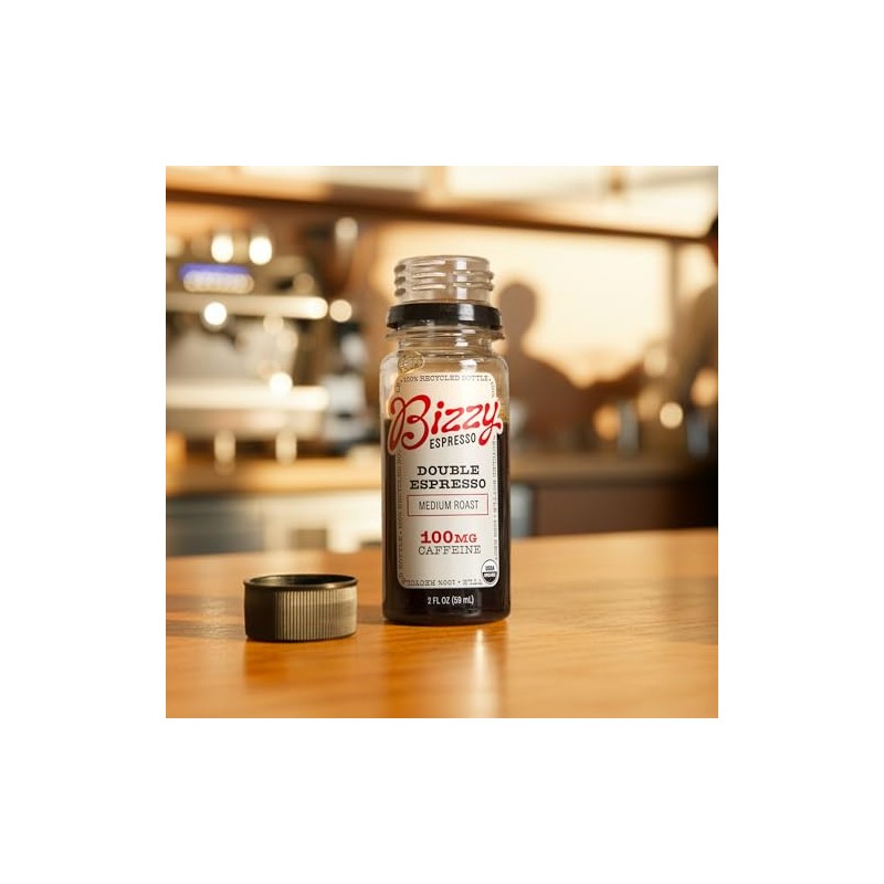 Bizzy Organic Double Espresso Shots, Medium Roast Coffee, 100 mg