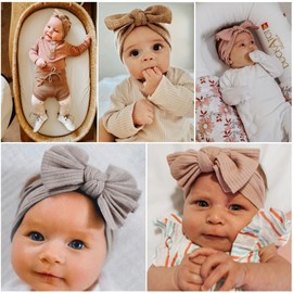 DRESHOW 10 Pack Baby Headbands for Girls Newborn Baby Nylon Headbands with Bows Hair Accessories
