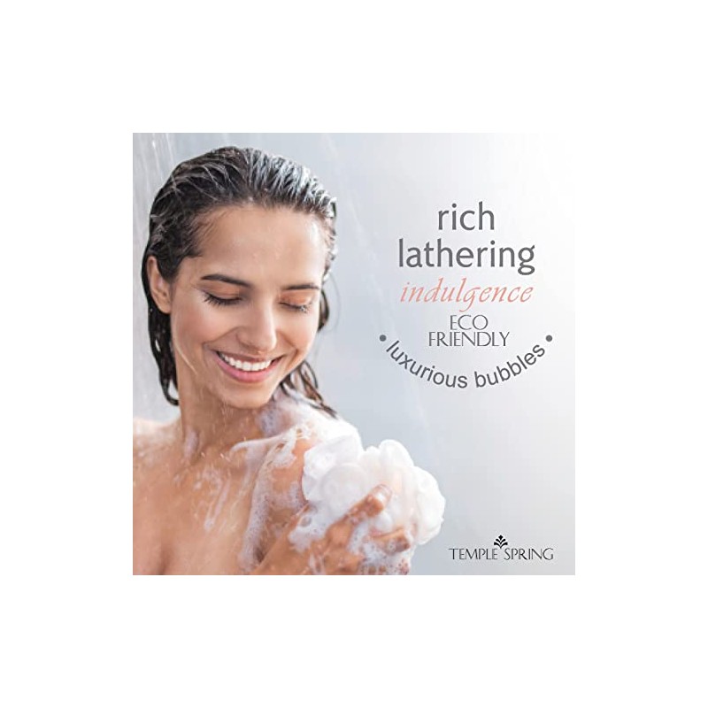Temple Spring, Puf de ducha reciclado ecológico, lufa de baño,