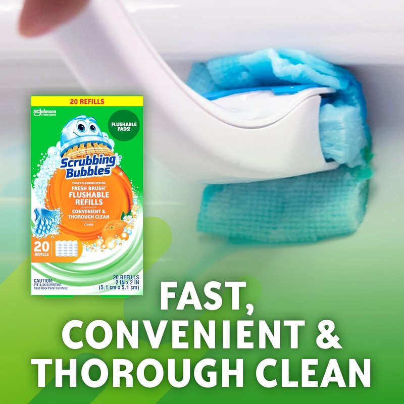 Scrubbing Bubbles Flushable Toilet Bowl Wand Cleaner Refills, Fresh Brush