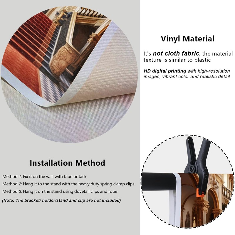 YongFoto Palace Castle Backdrop 10x7ft Luxury Stairway Red Carpet Archway