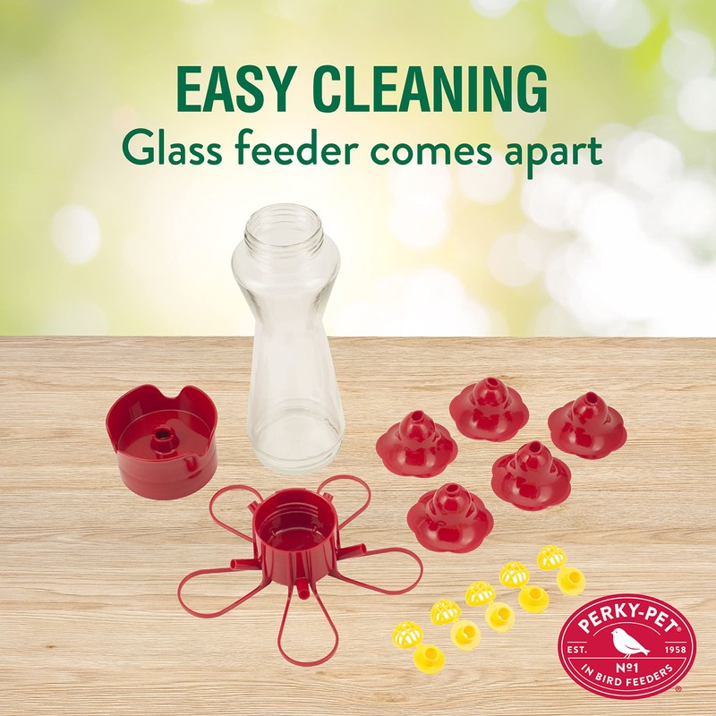 Perky-Pet Favored Pinch-Waist Glass Hummingbird Feeder with Built-in Ant Moat