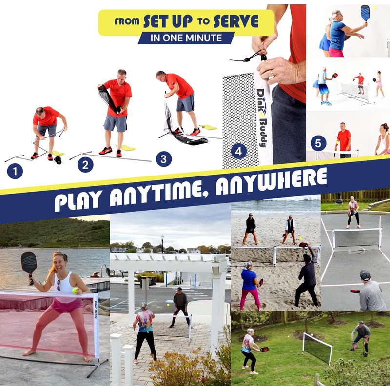Pickleball Net System Lightweight Collapsible Frame and Portable Carry Bag