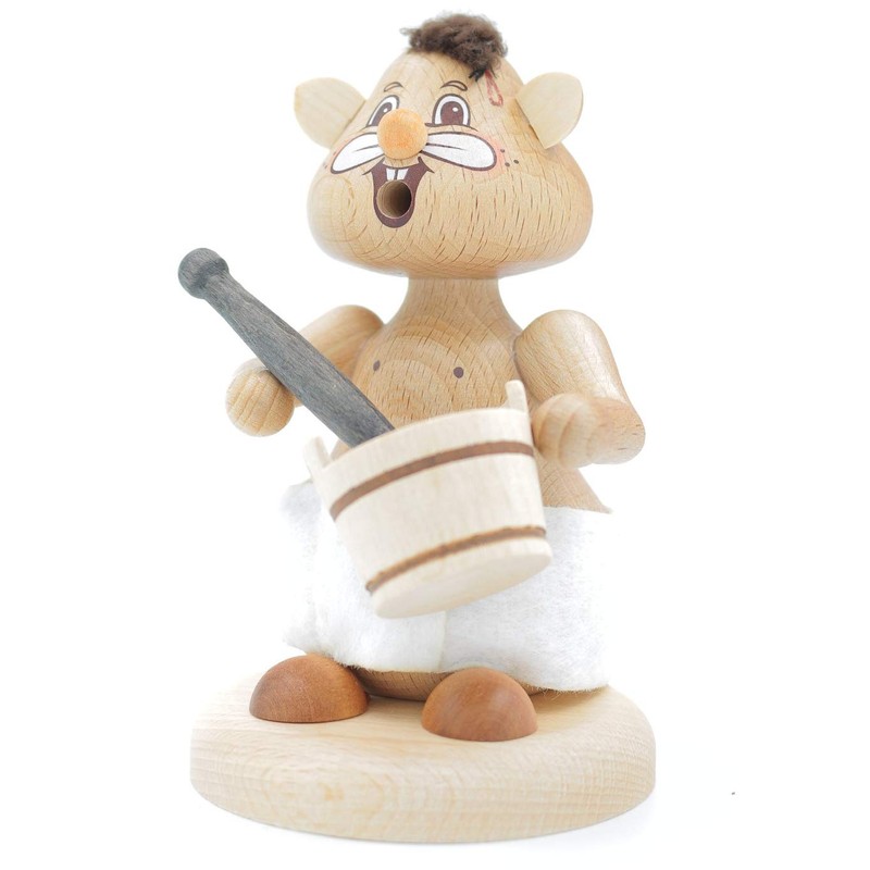 Kuhnert - Hamster Smoker Figurine Solid Wood Turned 13 cm