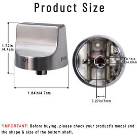 2 Pack Stove Knobs for Whirlpool Gas Range Stoves with Off Med Lo Hi Markings - Replacement for W11159630 W11023139, Stainless Steel D-Shaft, Fits WFG525S0 WFG535S0 WFG550S0 Series