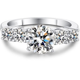 Miaofu Engagement Rings 18 Carat White Gold Plated 925 Sterling Silver Wedding Rings for Women, Brilliant Engagement Ring with Cubic Zirconia, Anniversary Promise Rings for Her, I Love You Gifts