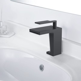 Esnbia Bathroom Faucet, Hot and Cold Stainless Steel Single Handle Bathroom Sink Faucet, Matte Black
