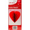 Set Of 6 Red Love Heart Honeycomb Valentines Day Hanging