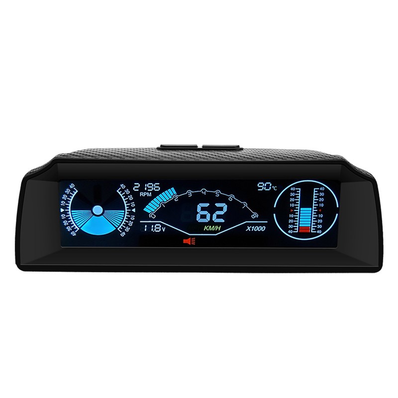 Car Headup Display LCD Digital Speedometer Multifunctional Inclinometer Angle Slope