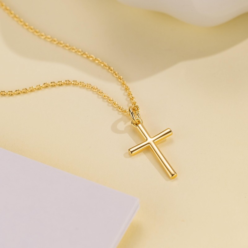 AMELINE Cross Necklace for Women 14K Gold Cross Necklace for