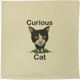 Azeeda 40cm x 40cm 'Curious Cat' Canvas Cushion Cover (CV00045919)