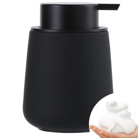 BosilunLife Foam Hand Soap Dispenser - 12 oz Bathroom Lotion Hand Pump Dispenser Black Foaming Hand Soap Dispenser Ceramic Dish Liquid Dispenser for Kitchen Hand Wash Dispenser (Rubber Paint)