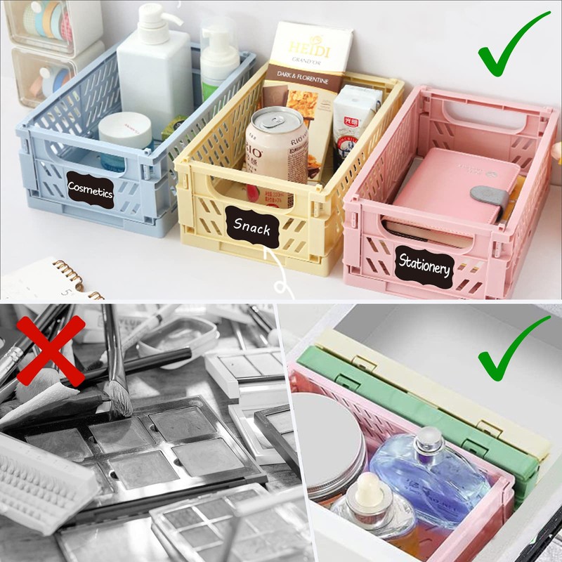 Ruucy 6 Pcs Collapsible Storage Crates, Mini Plastic Crates 15x9.8x5.7cm,