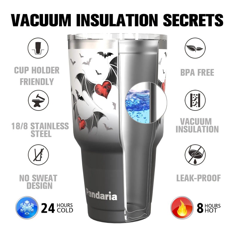 FBA Warehouse 30oz Stainsteel Steel Insulated Tumbler Bat With 2
