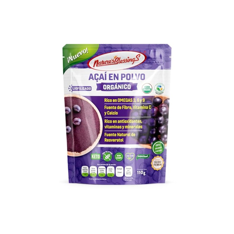 Nature's Blessings Acai en Polvo Orgánico Liofilizado 110g (freeze-drying) -