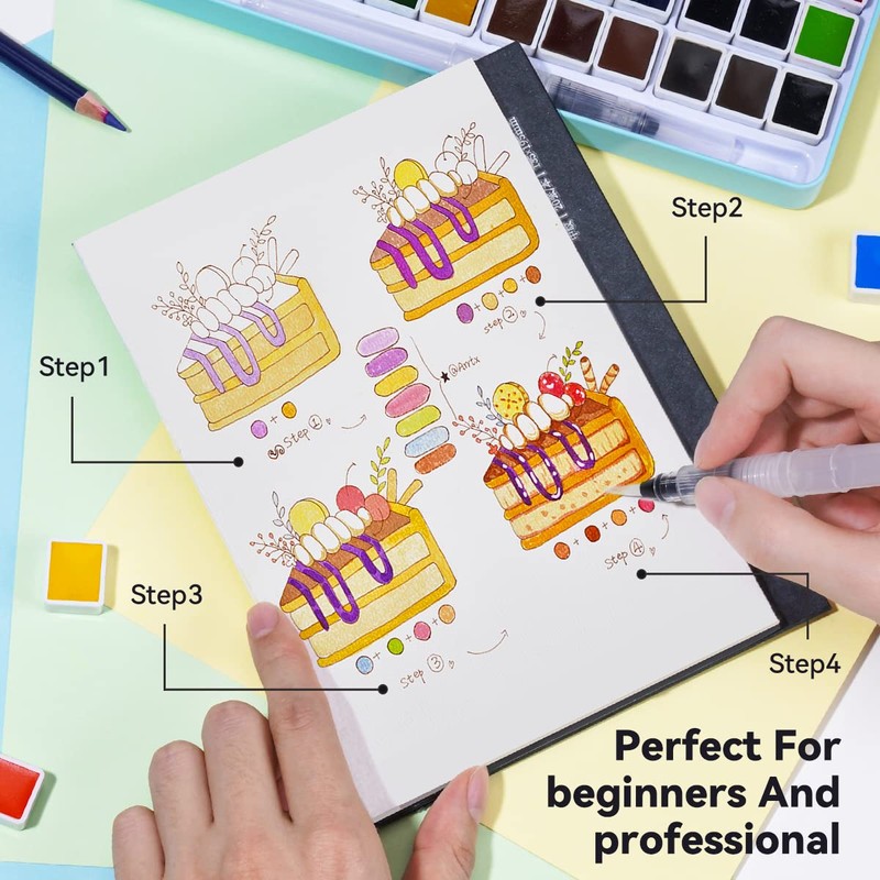 MeiLiang Solid Watercolor Set with Brush (36 Colors) Palette Gum