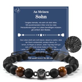 YELUWA My Son Bracelet Son Gifts from Mum Dad Mother Bracelets for Boys Christmas Son Teenager Boys Gift Ideas Boys Birthday Gifts for Boys, ['Agate stone', 'tiger's eye stone'], Bead