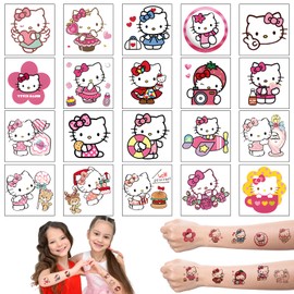 Kids Tattoos, 20PCS Cat Temporary Tattoos for Kids Party Bag Fillers Waterproof Kids Tattoos for Girls/Boys Birthday Party Supplies Favors Anime Cartoon Tattoos
