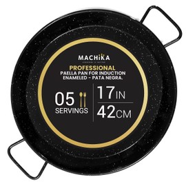 Machika Paella Pan| Professional Induction Cookware| Enameled Steel Nonstick Pan for Cooking Mediterranean Food, Steaks & More | Ideal for Restaurants, Catering, Events | 1 Serving | 12 in |