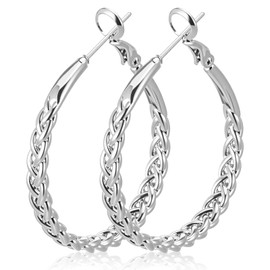 1 Paar ohrringe silber Creolen Ohrring Klobig Ohrringe Minimalistisch Silberohrringe Groß Hängend mode für Damen Frauen Mädchen Kupfer Silikon 3.4 × 3.4 × 0.3 cm