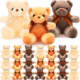 HyDren 24 Pcs Bear Stuffed Animal Plush Gift Bulk 12 Inches Soft Stuffed Animals Small Sleeping Playing Bear Toys for Class of 2025 Graduation Baby Shower Birthday Decoration(Colorful)