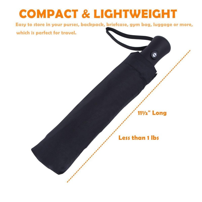 Portable Umbrella, Compact Folding Umbrella, Windproof with Reinforced Canopy, Automatic
